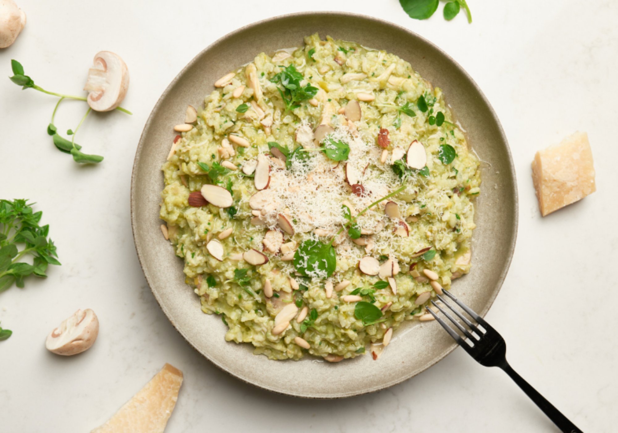 Chicken, mushroom and pesto risotto