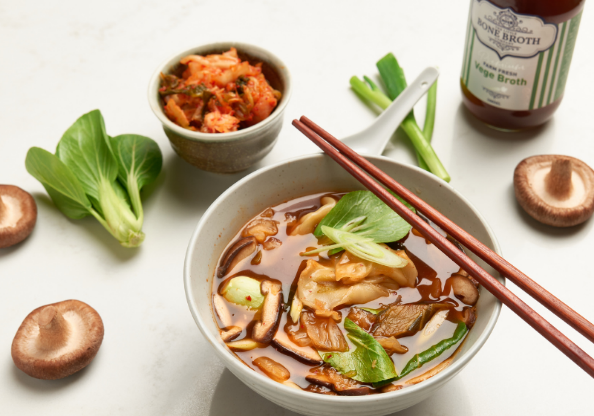 Kimchi dumpling soup